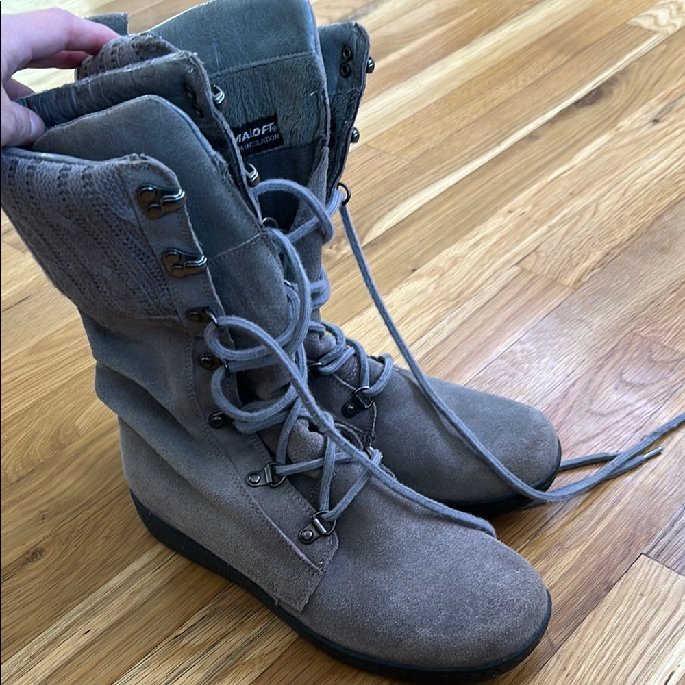 Stylish Gray Lace-Up Women's Boots